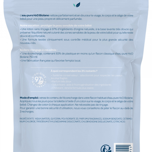 Eco-recharge eau pure h2o 400ml Biolane