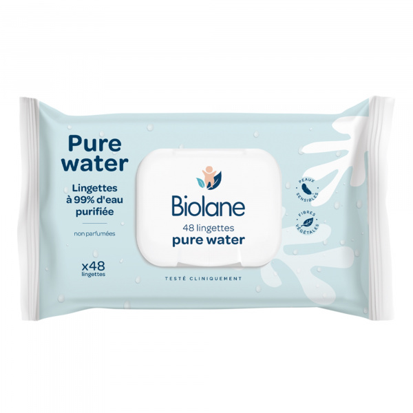 Lingettes bébé pure water x48 Biolane