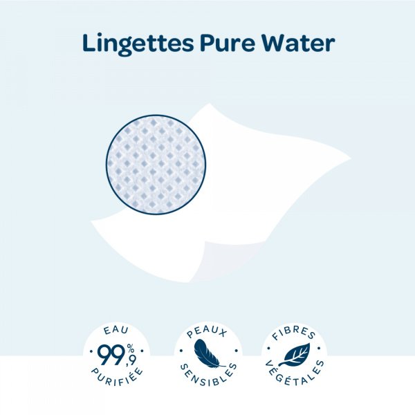 Lingettes bébé pure water x48 Biolane