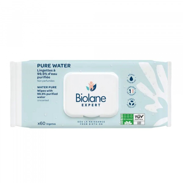 Lot de 3 paquets de lingettes bébé pure water Biolane