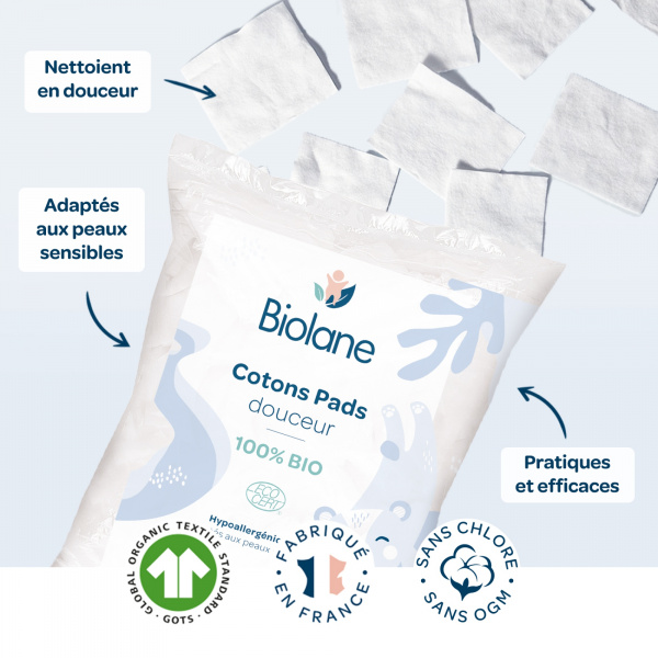 Carré de cotons douceur bio x150 Biolane