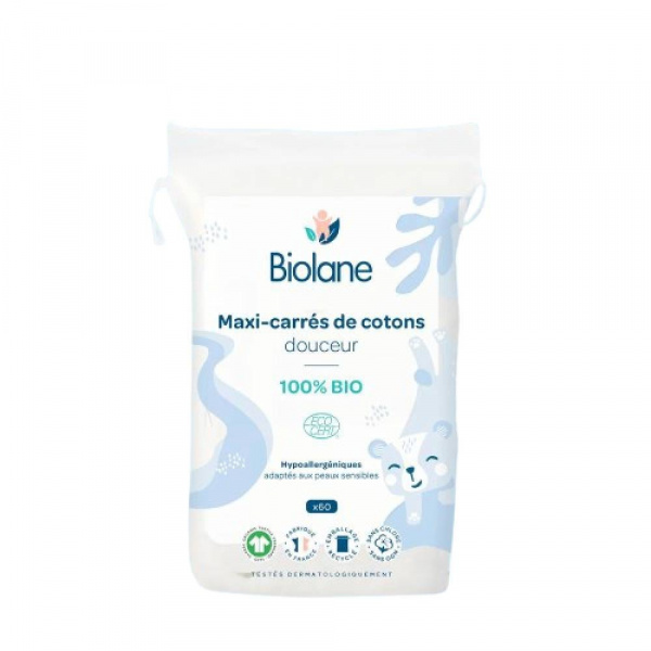 Maxi carrés de cotons bio x60 Biolane