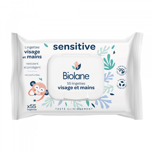 Lingettes bébé sensitives x55 Biolane