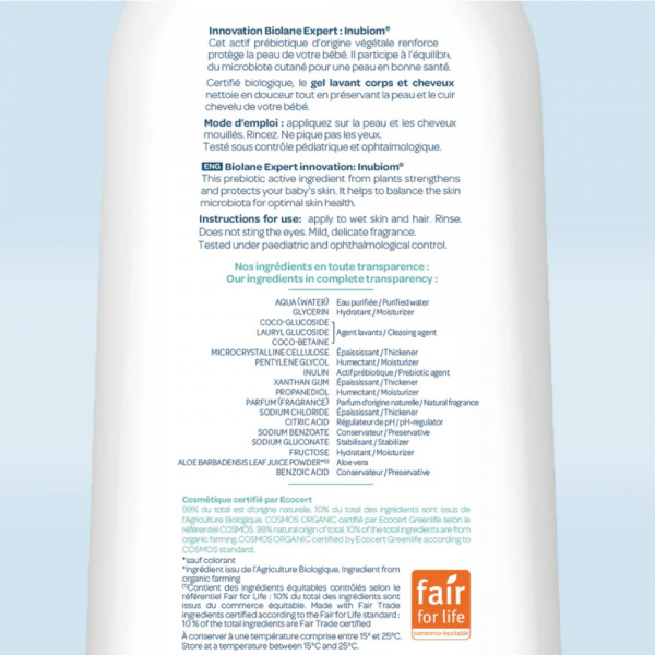 Gel lavant bébé bio expert 500ml Biolane