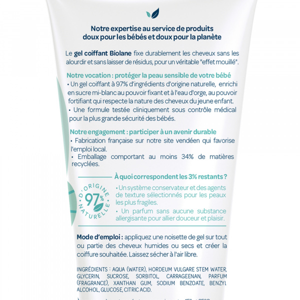 Gel coiffant enfant 100ml Biolane
