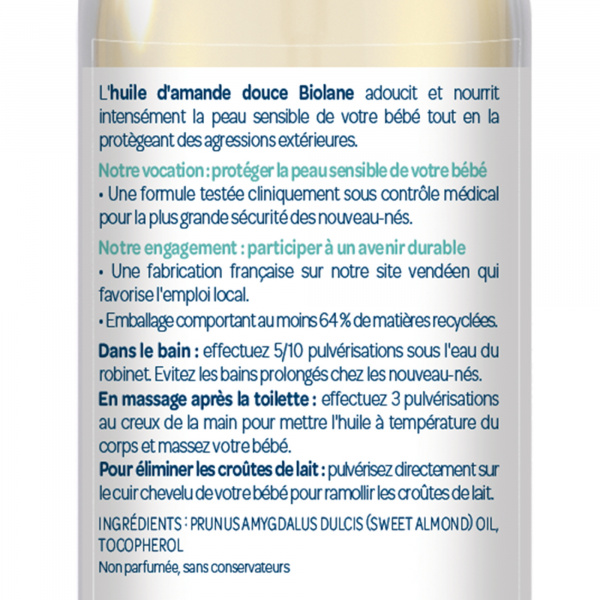 Huile d'amande douce 75ml Biolane