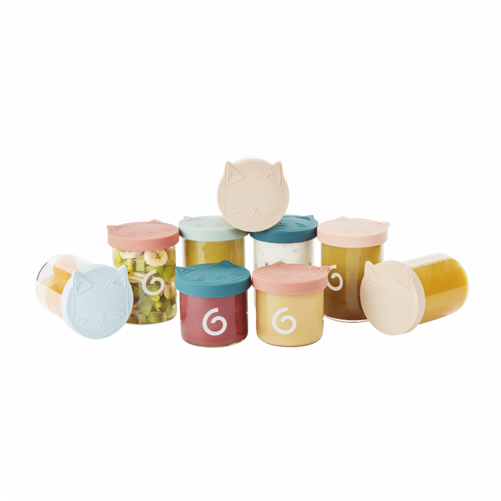 Lot de 9 pots de conservation en verre isy bowls - 6 x 250 + 3 x 120 ml de  Babymoov sur allobébé