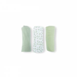 Lot de 3 langes en gaze de coton lovely mini leaves green Babymoov