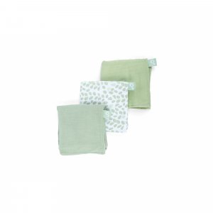 Lot de 3 langes en gaze de coton lovely mini leaves green Babymoov