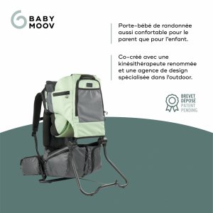 Porte bébé de randonnée moov & hike vert sauge Babymoov