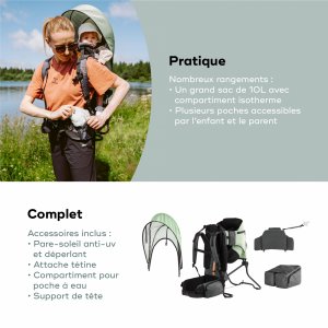 Porte bébé de randonnée moov & hike vert sauge Babymoov