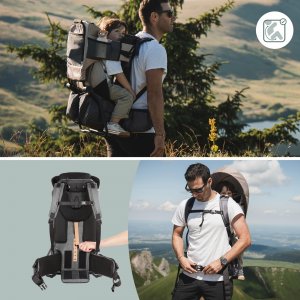 Porte bébé de randonnée avec housse de pluie moov & hike dune Babymoov