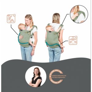 Porte bébé physiologique moov & boost vert sauge Babymoov