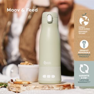 Chauffe biberon nomade moov and feed minéral vert sauge Babymoov