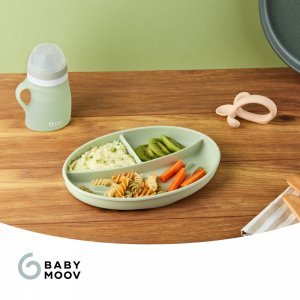 Cuillère de dentition 2 en 1 bébé silicone beige Babymoov