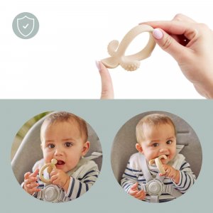 Cuillère de dentition 2 en 1 bébé silicone beige Babymoov