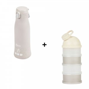 Pack chauffe biberon nomade moov and feed beige + boîte doseuse babydose Babymoov