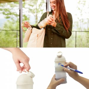 Pack chauffe biberon nomade moov and feed beige + boîte doseuse babydose Babymoov