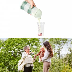 Pack chauffe biberon nomade moov and feed vert sauge + boîte doseuse babydose Babymoov