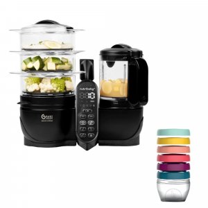 Pack robot cuiseur multifonctions nutribaby+ xl mineral black et 6 babybols 180 ml Babymoov