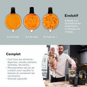 Robot culinaire multifonctions nutribaby + xl mineral black Babymoov