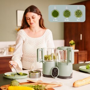 Robot cuiseur bébé nutribaby glass celadon green avec 2 babybols 250 ml Babymoov