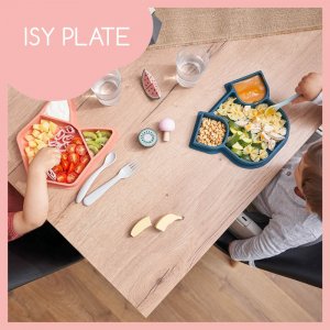 Assiette compartimentée en silicone isy chien bleu Babymoov