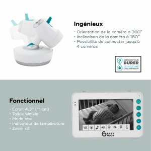 Babyphone vidéo yoo moov motorisé 360° Babymoov