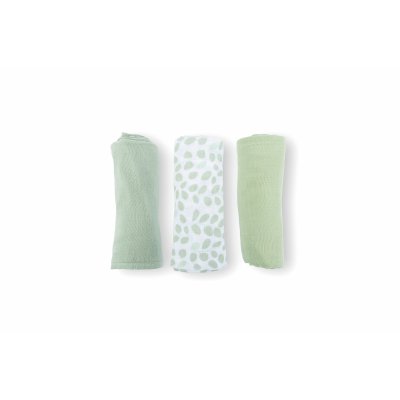 Lot de 3 langes en gaze de coton lovely mini leaves green