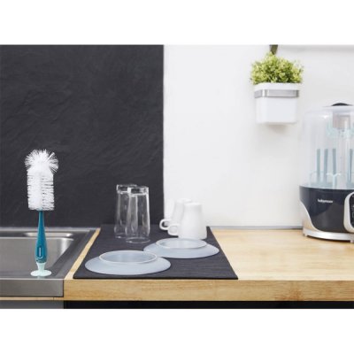 Goupillon pour biberon avec ventouse bleu