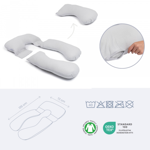 Coussin d'allaitement maxxy little dots grey Babymoov