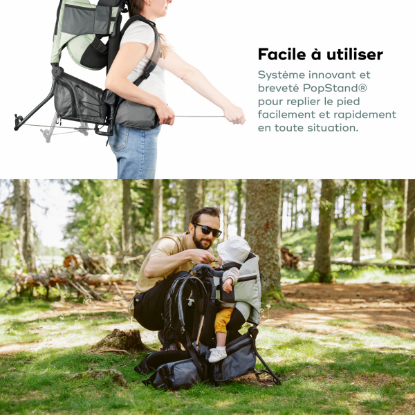 Porte bébé de randonnée moov & hike vert sauge Babymoov