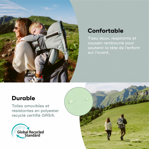 Porte bébé de randonnée moov & hike vert sauge Babymoov