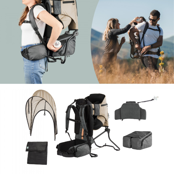 Porte bébé de randonnée avec housse de pluie moov & hike dune Babymoov