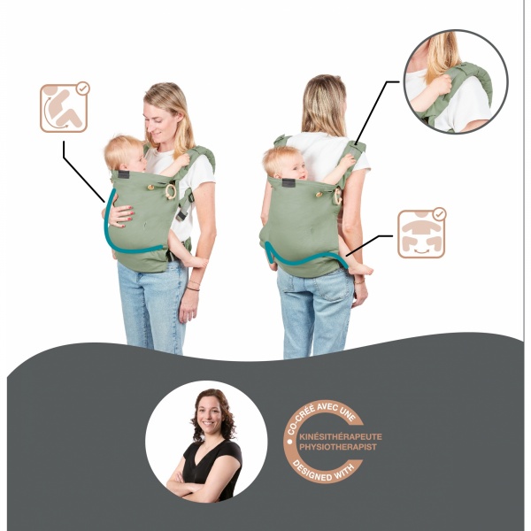 Porte bébé physiologique moov & boost vert sauge Babymoov