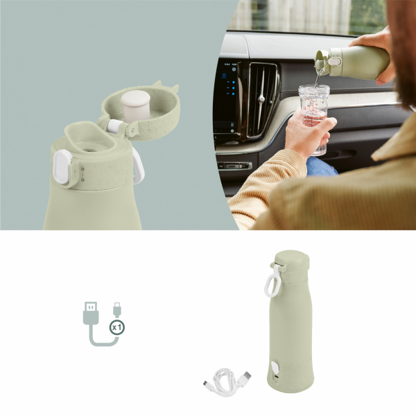 Chauffe biberon nomade moov and feed minéral vert sauge Babymoov