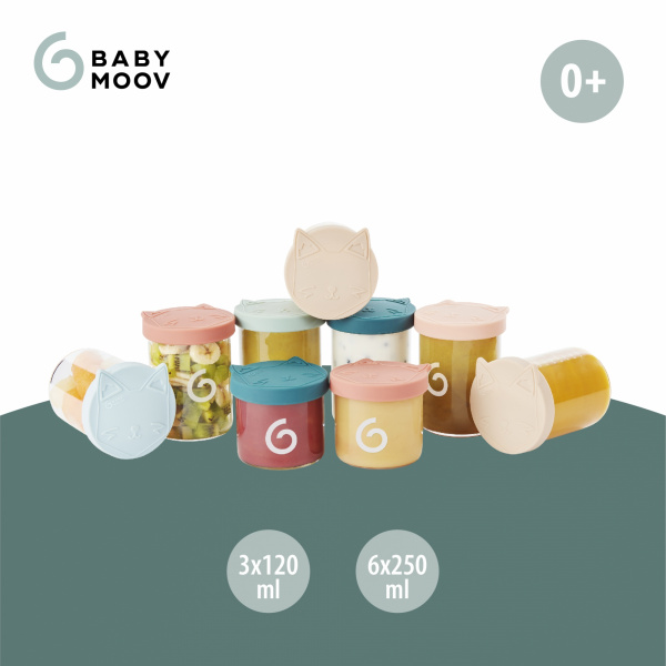 Lot de 9 pots de conservation en verre isy bowls - 6 x 250 + 3 x 120 ml Babymoov