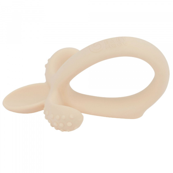 Cuillère de dentition 2 en 1 bébé silicone beige Babymoov