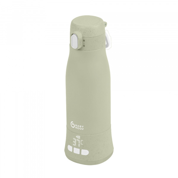 Pack chauffe biberon nomade moov and feed vert sauge + boîte doseuse babydose Babymoov