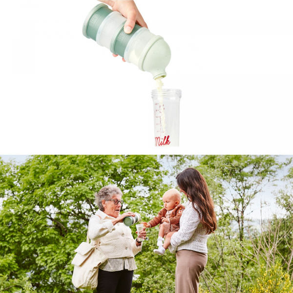 Pack chauffe biberon nomade moov and feed vert sauge + boîte doseuse babydose Babymoov