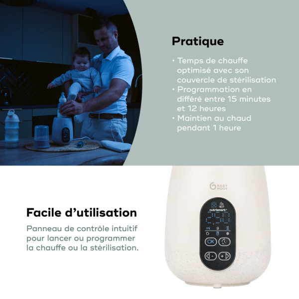 Chauffe biberon stérilisateur nomade nutrismart+ mineral beige Babymoov
