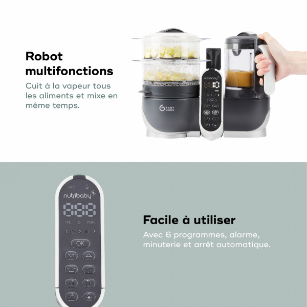 Robot de cuisine nutribaby+ industrial grey Babymoov