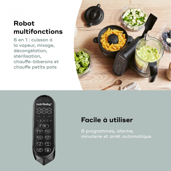 Robot culinaire multifonctions nutribaby + xl mineral black Babymoov