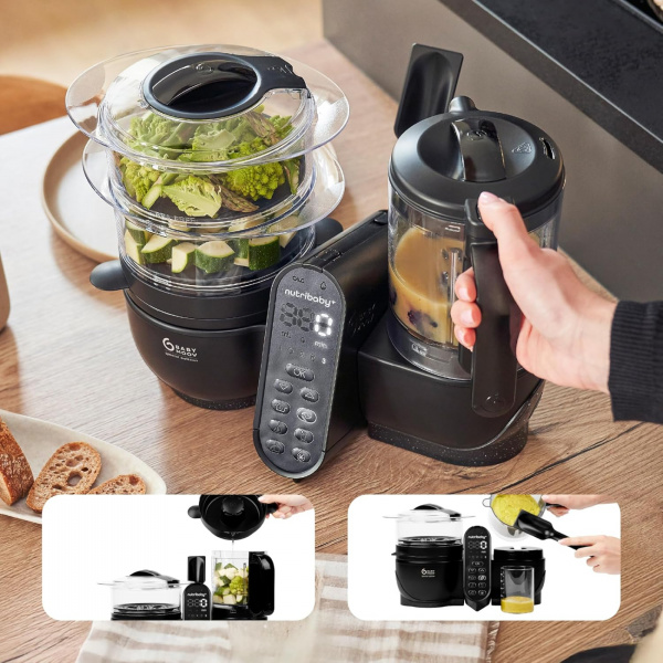 Robot culinaire multifonctions nutribaby + xl mineral black Babymoov