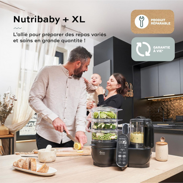 Robot culinaire multifonctions nutribaby + xl mineral black Babymoov