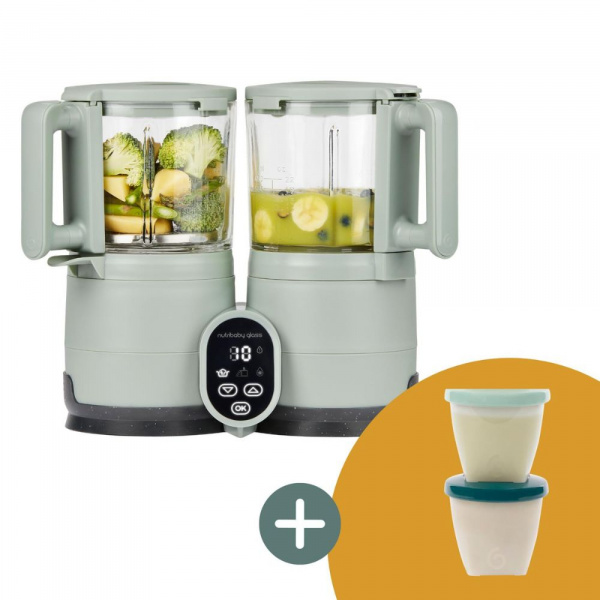 Robot cuiseur bébé nutribaby glass celadon green avec 2 babybols 250 ml Babymoov