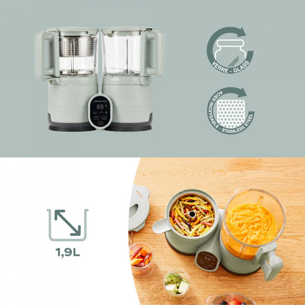 Robot cuiseur bébé nutribaby glass celadon green avec 2 babybols 250 ml Babymoov