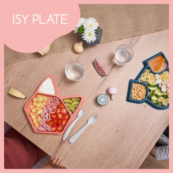 Assiette compartimentée en silicone isy renard terracotta Babymoov