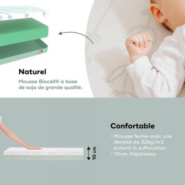 Matelas cosy'lite antibactérien 60 x 120 cm Babymoov