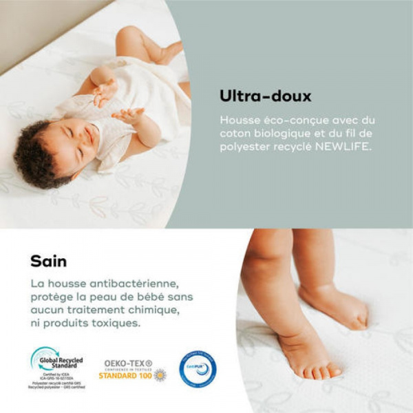 Matelas cosy'lite antibactérien 60 x 120 cm Babymoov